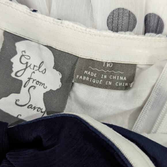 Girl from Saroy Polkadot Chiffon Blouse Cami Top White & Navy Sz 2 - Picture 7 of 7